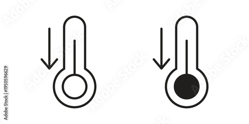 Low Temperature icon concept. Glyph and line vector illustrations on white background