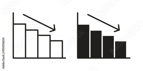 Loss Chart Icon concept. Glyph and line vector illustrations on white background