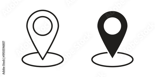 Map marker icon concept. Glyph and line vector illustrations on white background
