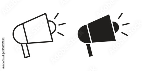 Megaphone icon concept. Glyph and line vector illustrations on white background