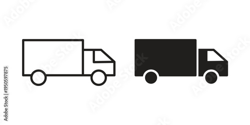 Moving truck icon concept. Glyph and line vector illustrations on white background