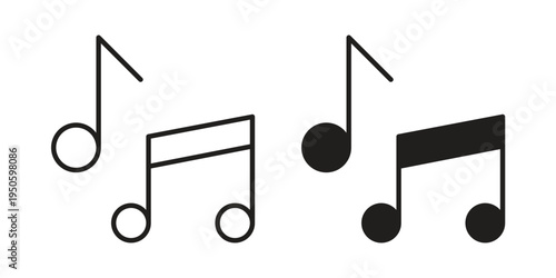 Music icon concept. Glyph and line vector illustrations on white background