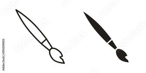 Paint brush icon concept. Glyph and line vector illustrations on white background
