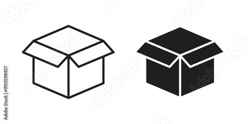 Open box icon concept. Glyph and line vector illustrations on white background