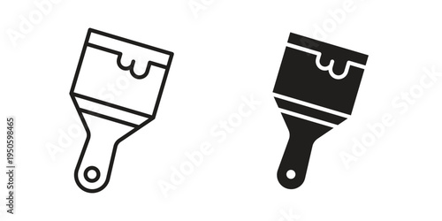 Paint brush icon concept. Glyph and line vector illustrations on white background