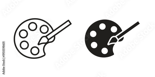 Palette icon concept. Glyph and line vector illustrations on white background