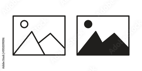 Picture icon concept. Glyph and line vector illustrations on white background