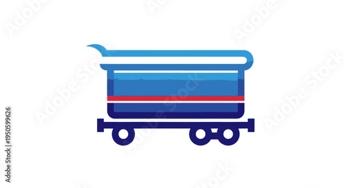 Colorful Mine Cart Wagon Industrial Transport Logo on Isolated White Background