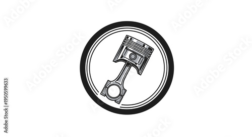 Outline Piston Engine Component Automotive Mechanic Logo on Isolated White Background