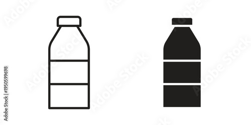 Plastic bottle icon concept. Glyph and line vector illustrations on white background