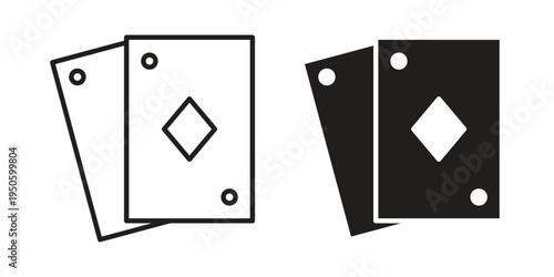 Playing cards icon concept. Glyph and line vector illustrations on white background