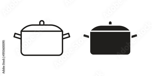Pot icon concept. Glyph and line vector illustrations on white background
