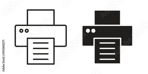 Print icon concept. Glyph and line vector illustrations on white background