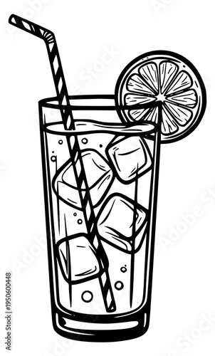 Iced lemon drink illustration vecror