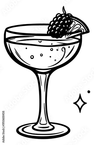 Champagne cocktail with blackberry