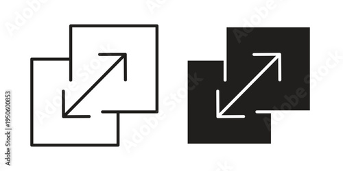 Resize icon concept. Glyph and line vector illustrations on white background