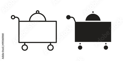 Room service icon concept. Glyph and line vector illustrations on white background