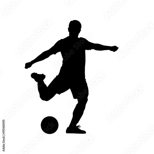 Man Kicking Football in Motion Silhouette.