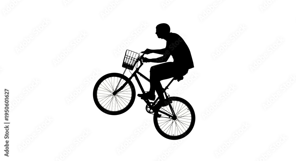 Fototapeta premium Man Riding Bicycle with Basket.