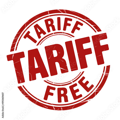 Red Tariff Free Stamp with Circular Border and Text  Tariff Free Sign