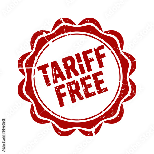 Red vintage tariff free stamp seal on white background