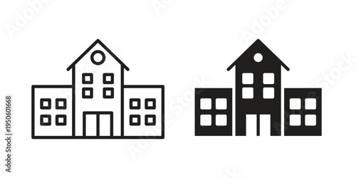 school icon concept. Glyph and line vector illustrations on white background