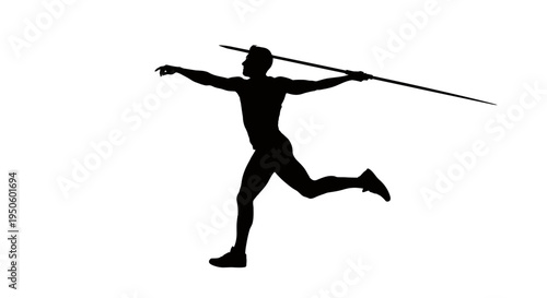 Man running with javelin in hand.