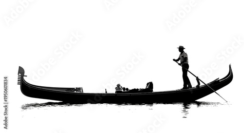 Man standing on a gondola boat.