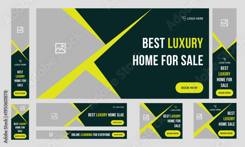 Sales of luxury houses google ads banner, Editable Vector eps 10 file format post template, social media post template design