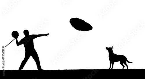 Man throwing frisbee for dog.