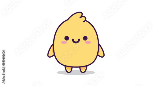 A cute and simple illustration of a friendly little yellow chick standing on a plain white background Vector