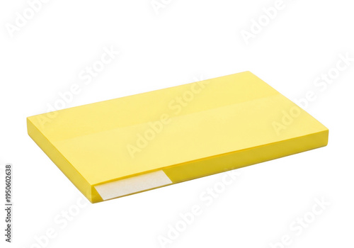 A sleek, minimalist yellow rectangular notebook or tablet with a smooth surface