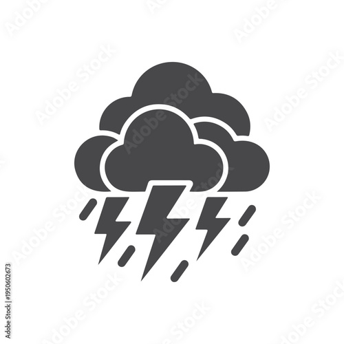 Thunderstorm Weather Icon – Storm Weather Symbol for Rain Forecast, Climate Alert and Meteorology Design.