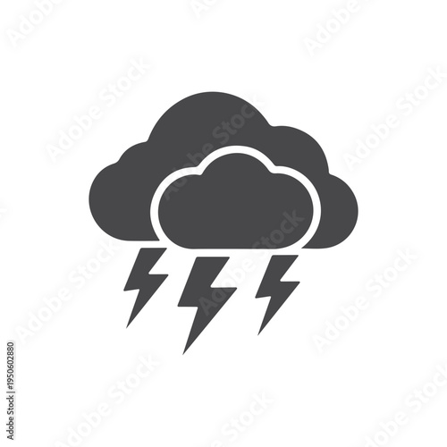 Thunderstorm Weather Icon – Storm Weather Symbol for Rain Forecast, Climate Alert and Meteorology Design.