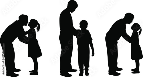 Silhouette of father figures interacting affectionately with children showcasing tender moments of connection and familial love