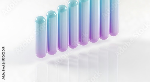 Ethereal Growth Chart: A minimalistic representation of ascending progress, illustrated by gradient cylinders, evokes a sense of modernism and analytical growth. 