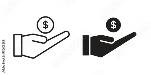 sponsorship icon concept. Glyph and line vector illustrations on white background