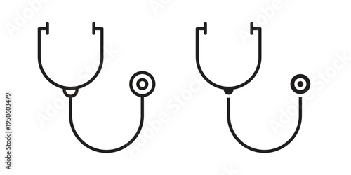 Stethoscope icon concept. Glyph and line vector illustrations on white background