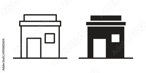 Store icon concept. Glyph and line vector illustrations on white background