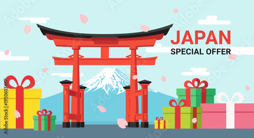 Japan Special Offer: Torii Gate, Mt. Fuji, Gifts, Cherry Blossoms - Travel Promotion
