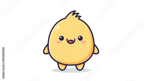 A cute yellow cartoon creature with a friendly smile standing against a clean white background Vector