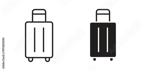 Suitcase icon concept. Glyph and line vector illustrations on white background