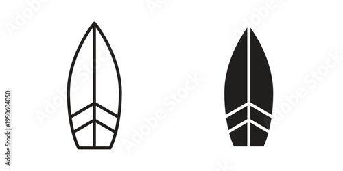 Surfing icon concept. Glyph and line vector illustrations on white background