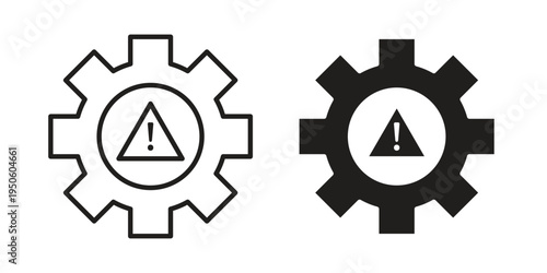 Technical warning icon concept. Glyph and line vector illustrations on white background