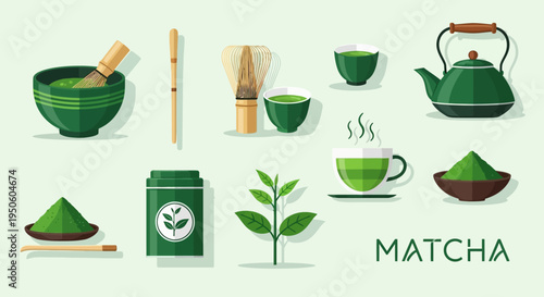 Matcha Tea Ceremony Set: Whisk, Bowl, Cups, Teapot, and Powder - Japanese Green Tea