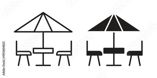 Terrace icon concept. Glyph and line vector illustrations on white background