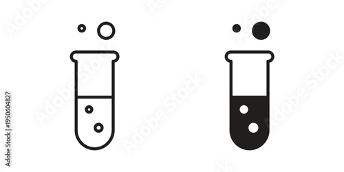 Test tube icon concept. Glyph and line vector illustrations on white background