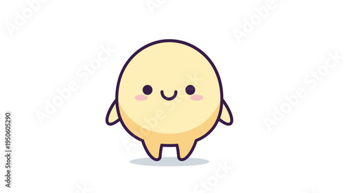 A cute round character with a friendly smiling face and simple limbs on a clean white background Vector