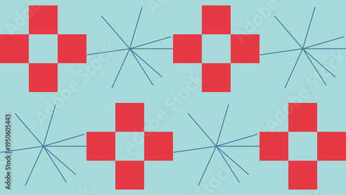 Red Plus Pattern on Blue Background vector pattern background