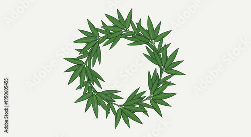 Green Cannabis Leaves Wreath Circle Border Isolated on White Background